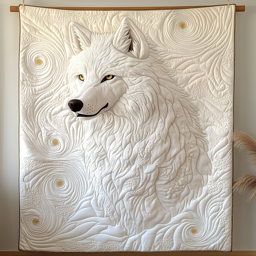 Ethereal White Wolf Quilted Blanket GFTOTP1883