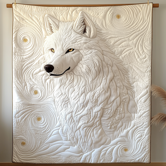 Ethereal White Wolf Quilted Blanket GFTOTP1883