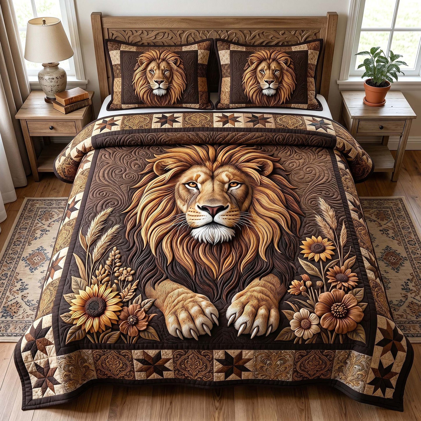 Majestic Lion 3-Piece Quilted Bedding Set GFTOTP18865