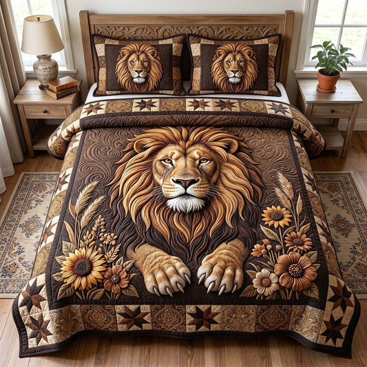Majestic Lion 3-Piece Quilted Bedding Set GFTOTP18865