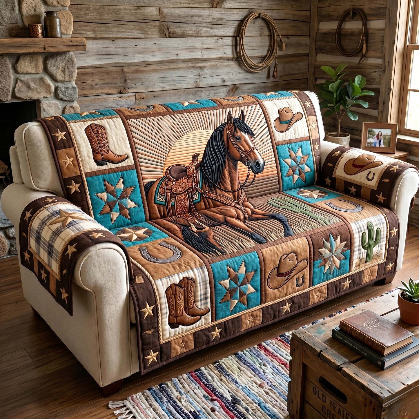Prairie Horse Quilted Sofa Cover GFTOTP18877