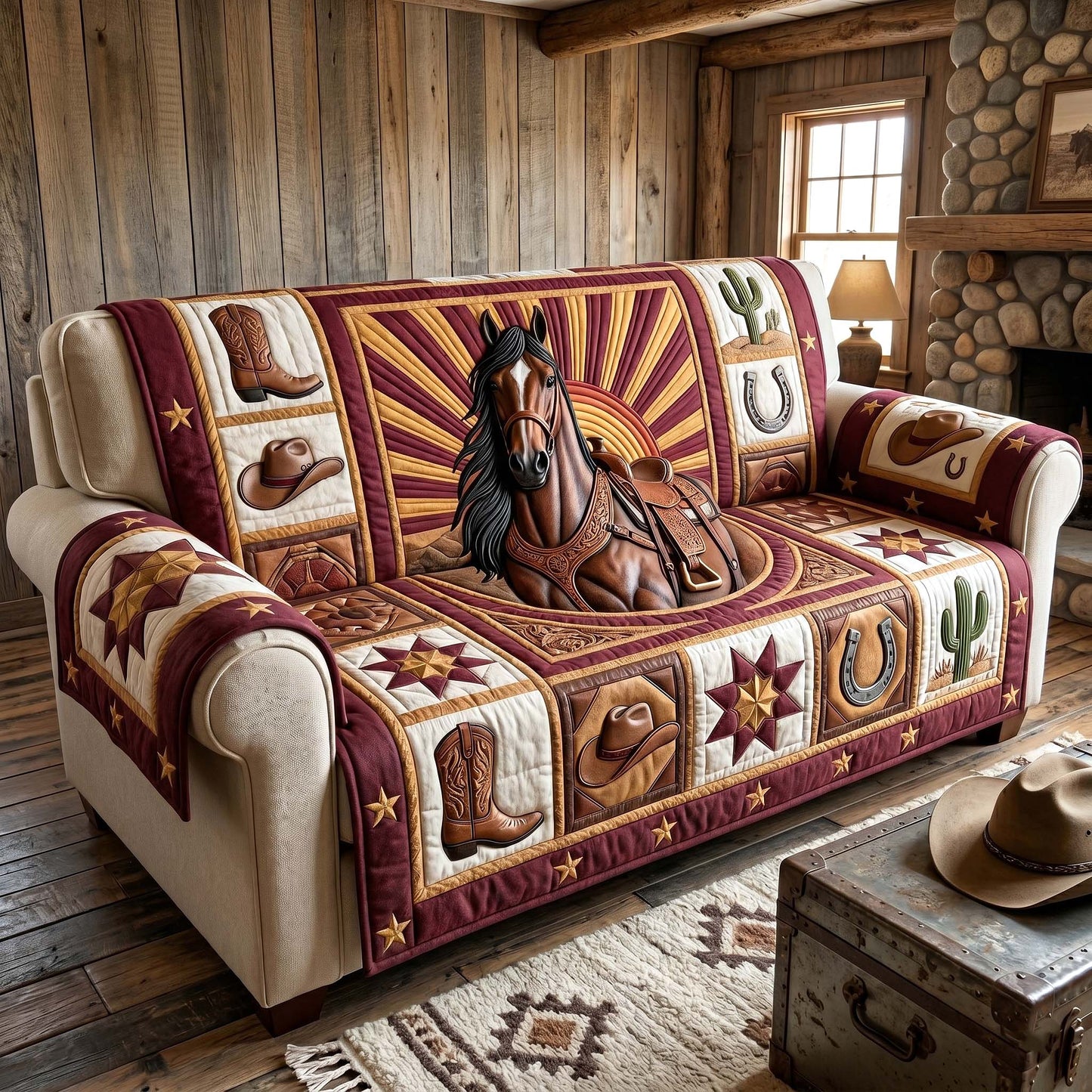 Prairie Horse Quilted Sofa Cover GFTOTP18881