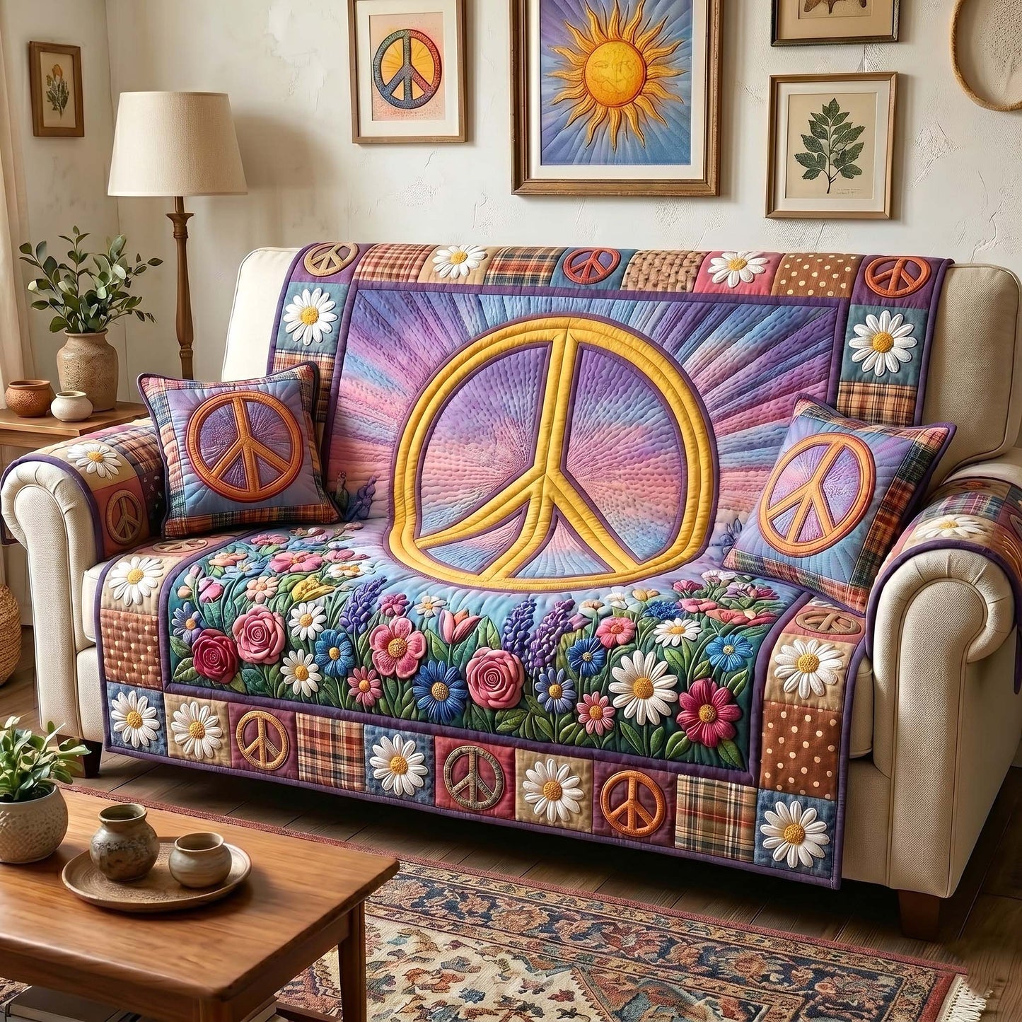 Hippie Patchwork Quilted Sofa Cover GFTOTP18908