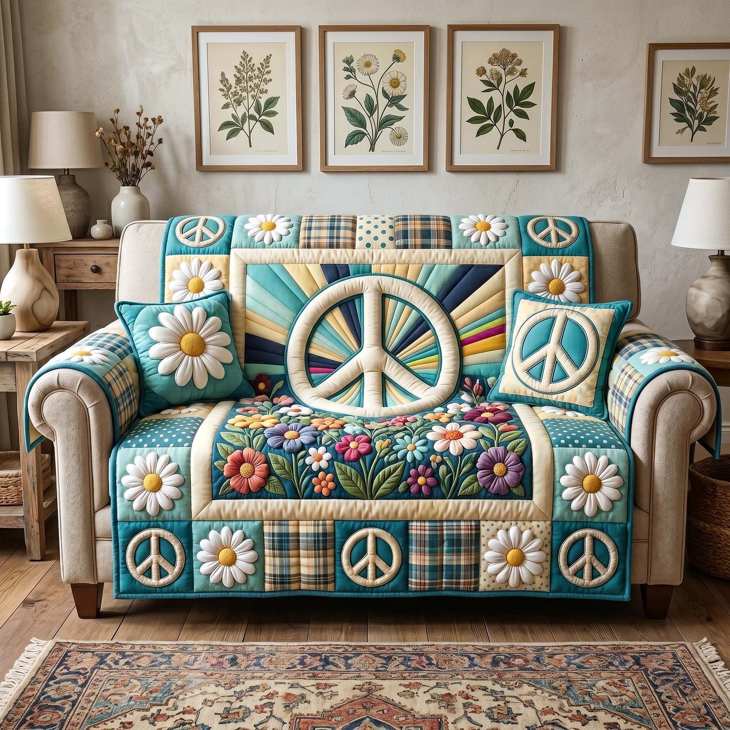 Hippie Patchwork Quilted Sofa Cover GFTOTP18909