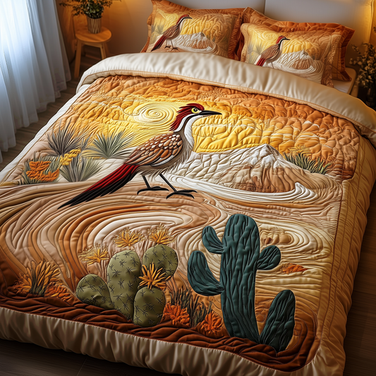 Southwest Spiritual Roadrunner 3-Piece Quilted Bedding Set GFTOTP1900