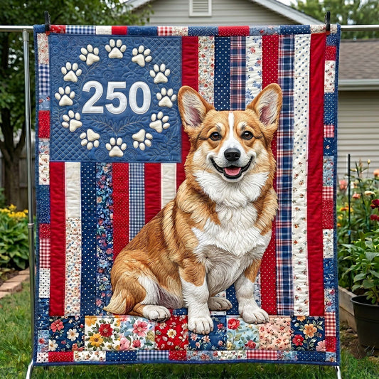 Patriotic Corgi Quilted Blanket GFTOTP19026