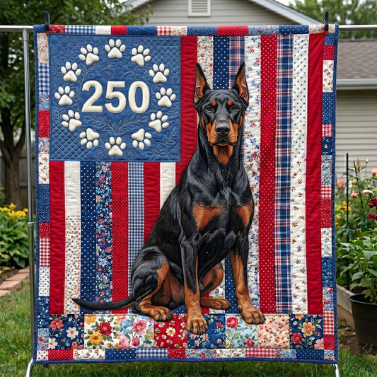 Patriotic Doberman Quilted Blanket GFTOTP19031