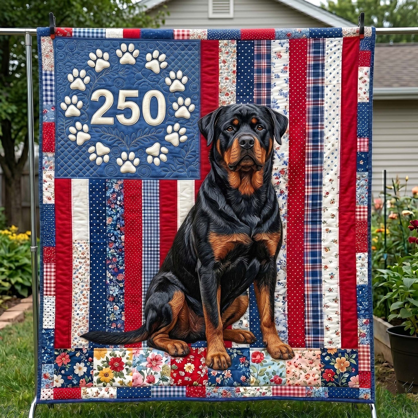 Patriotic Rottweiler Quilted Blanket GFTOTP19032
