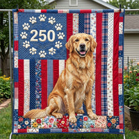 Patriotic Golden Retriever Quilted Blanket GFTOTP19033