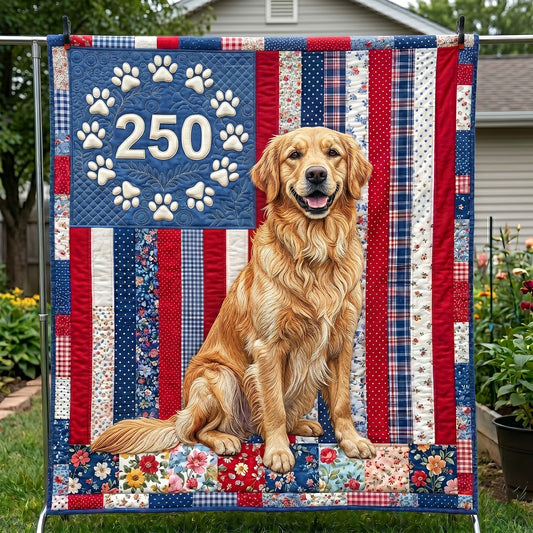 Patriotic Golden Retriever Quilted Blanket GFTOTP19033