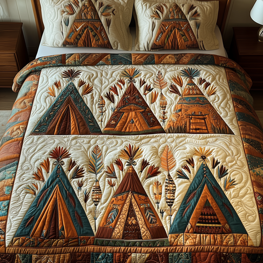 Native American Tent 3-Piece Quilted Bedding Set GFTOTP1918