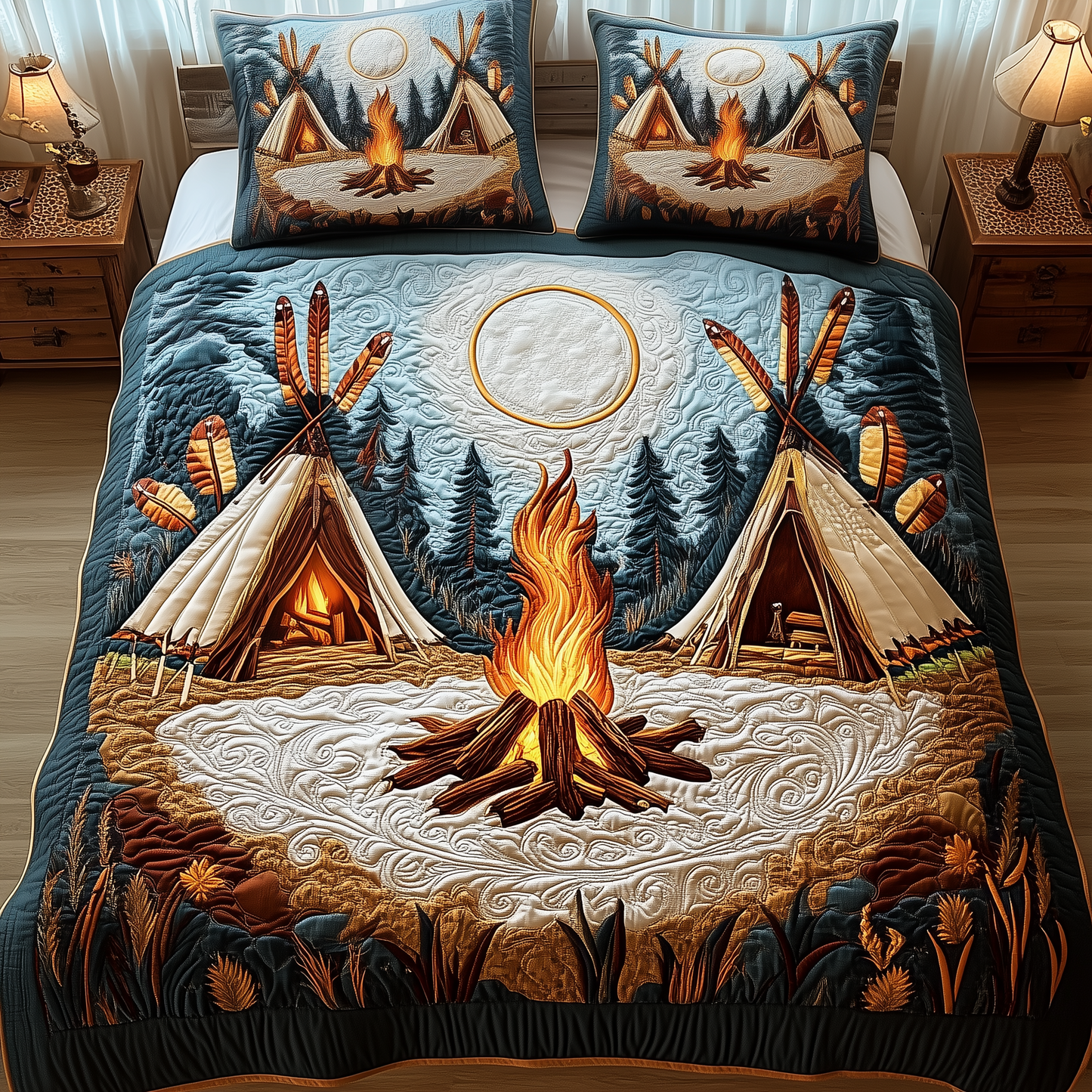 Native American Tent 3-Piece Quilted Bedding Set GFTOTP1920