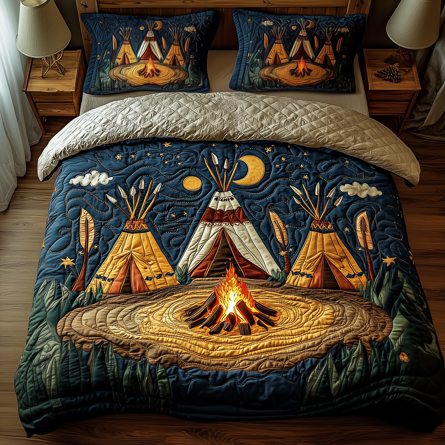 Native American Tent 3-Piece Quilted Bedding Set GFTOTP1921