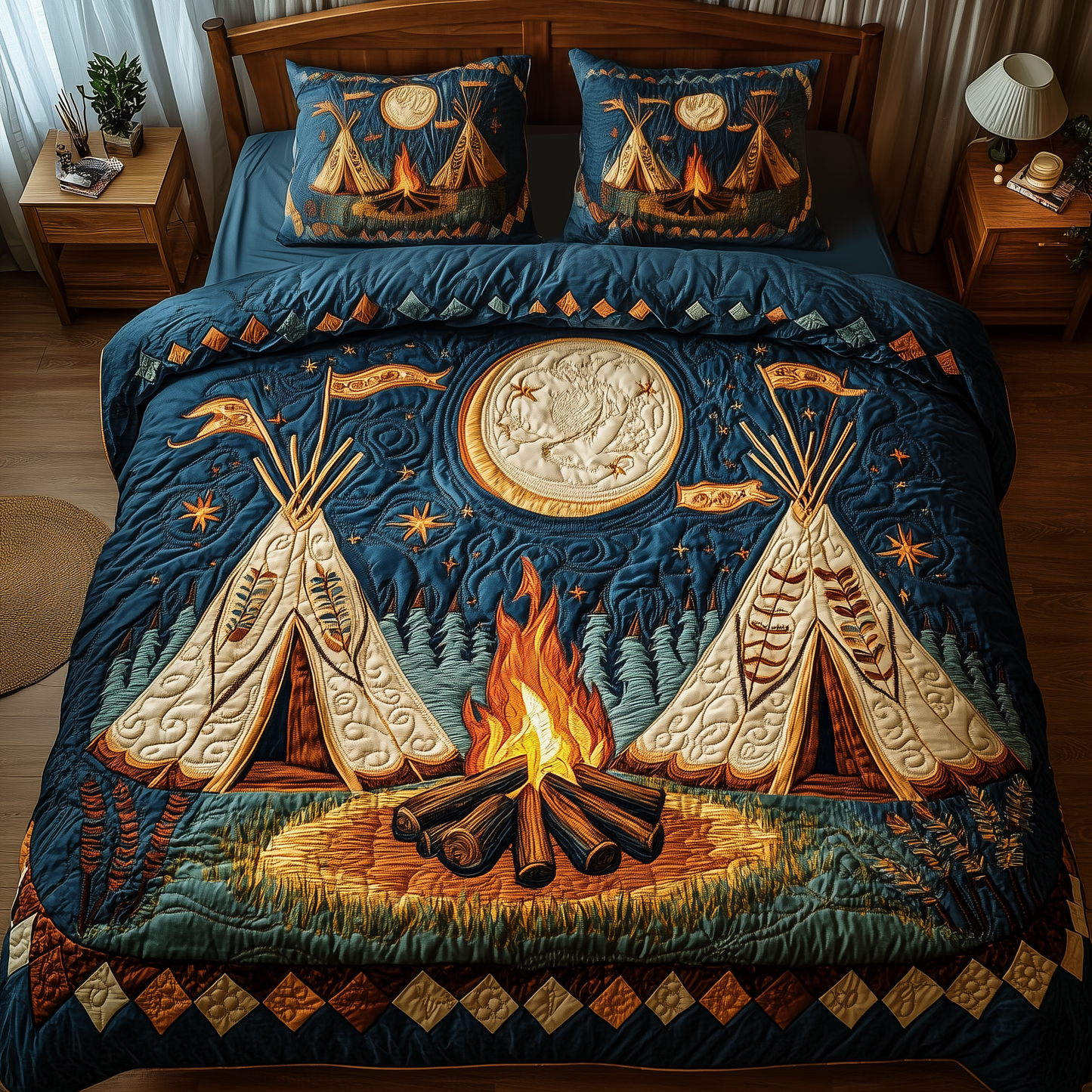 Native American Tent 3-Piece Quilted Bedding Set GFTOTP1922