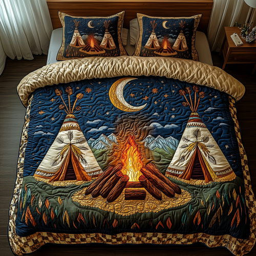 Native American Tent 3-Piece Quilted Bedding Set GFTOTP1923