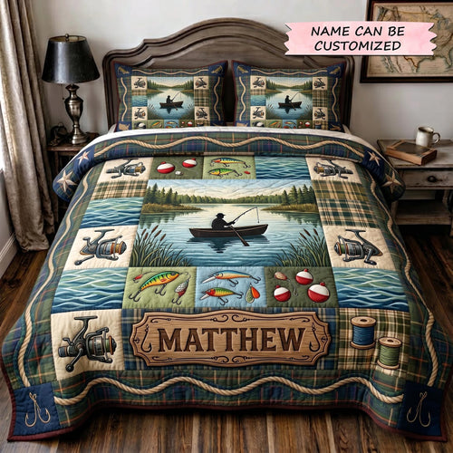 Angler Haven 3-Piece Quilted Bedding Set QTCUZ GFTOTP19318