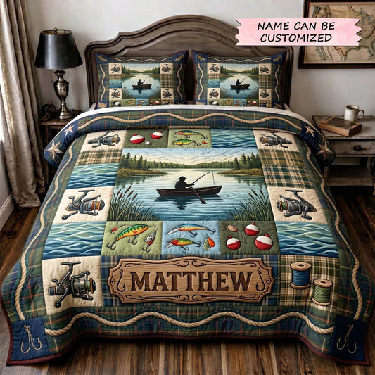 Angler Haven 3-Piece Quilted Bedding Set QTCUZ GFTOTP19318