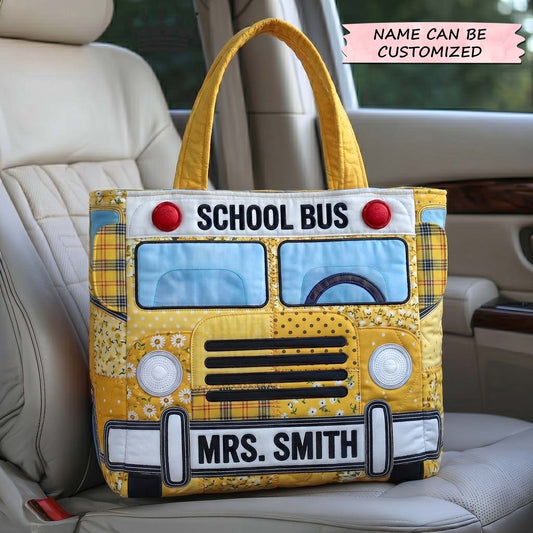 School Bus Quilted Tote Bag QTCUZ GFTOTP19350
