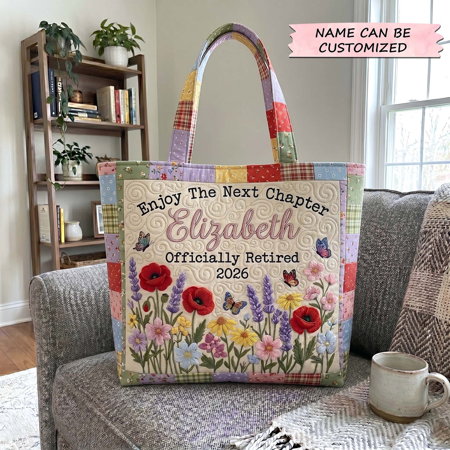 Happy Retirement Quilted Tote Bag QTCUZ GFTOTP19351