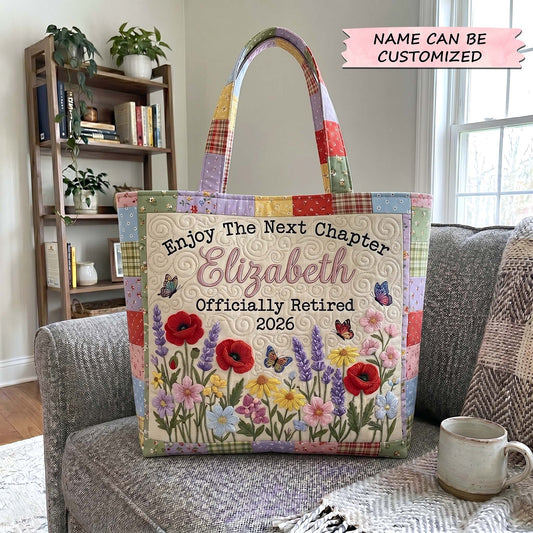 Happy Retirement Quilted Tote Bag QTCUZ GFTOTP19351