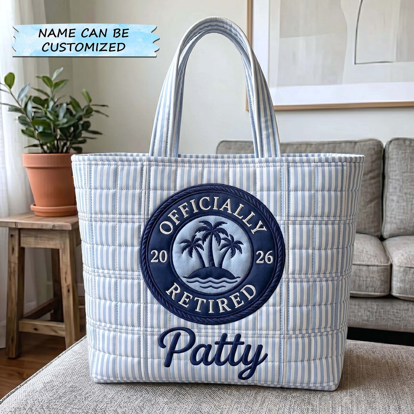 Happy Retirement Quilted Tote Bag QTCUZ GFTOTP19354