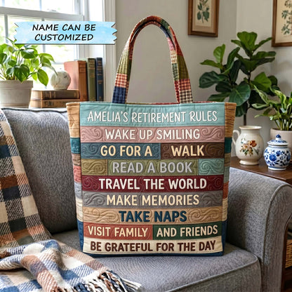 Happy Retirement Quilted Tote Bag QTCUZ GFTOTP19355
