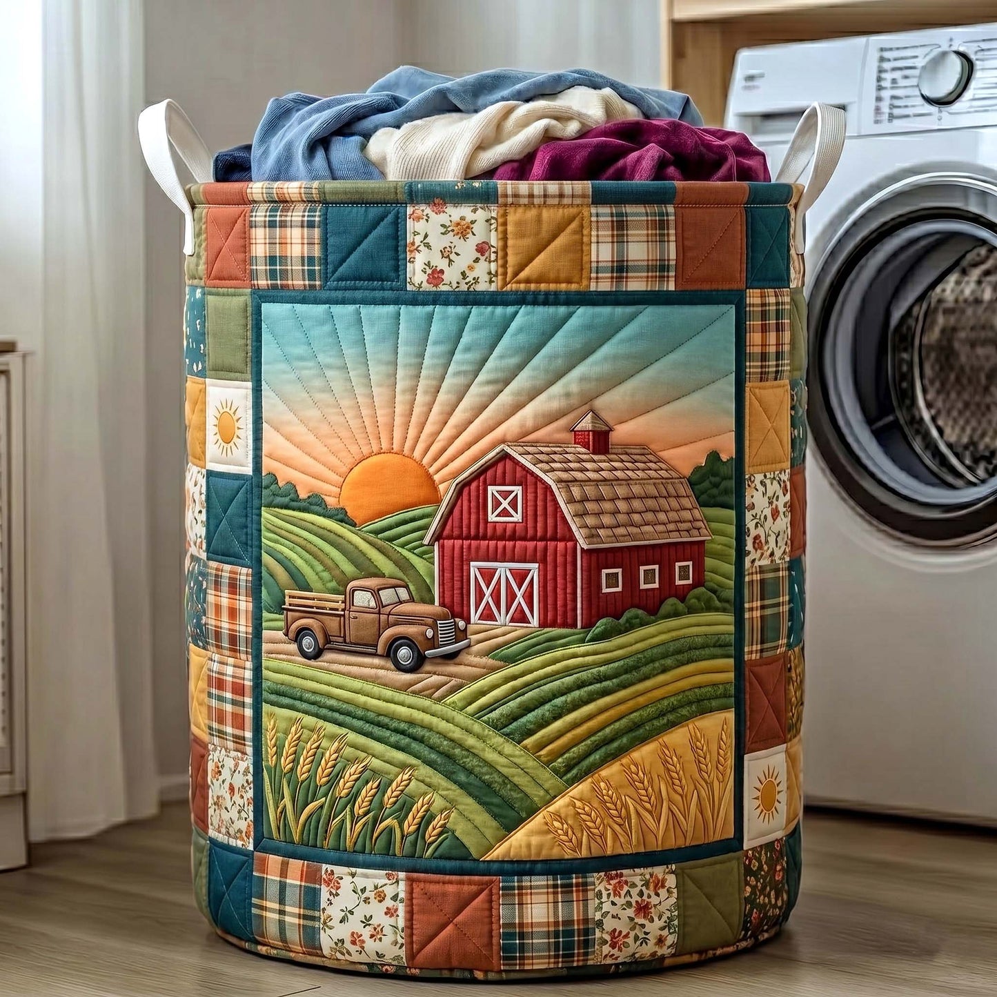 Rustic Homestead Quilted Laundry Basket GFTOTP19392