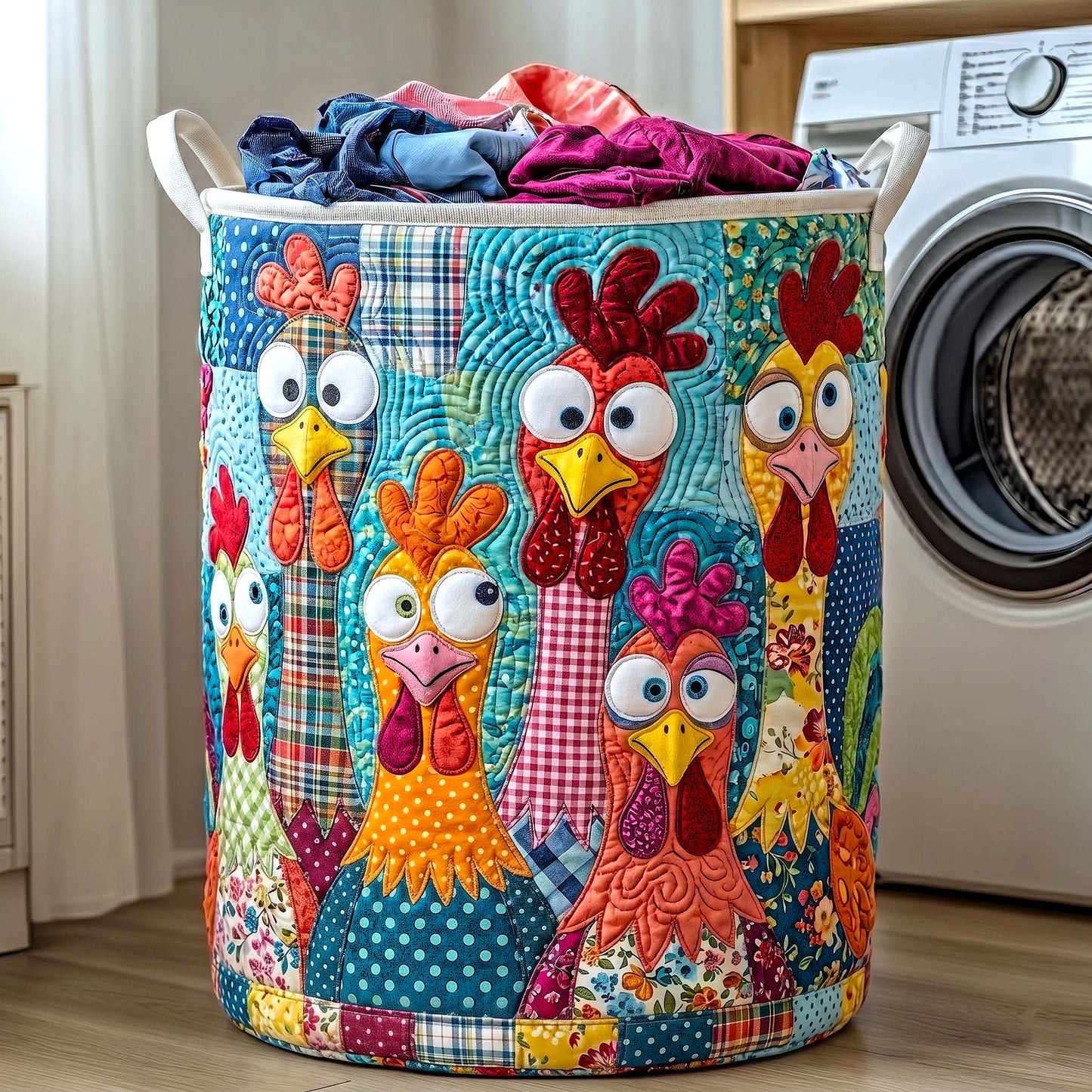 Clucky Chaos Quilted Laundry Basket GFTOTP19410