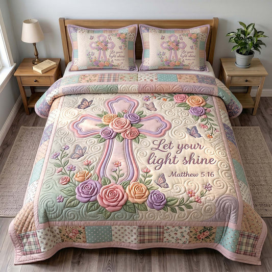 Grace In Bloom 3-Piece Quilted Bedding Set GFTOTP19547