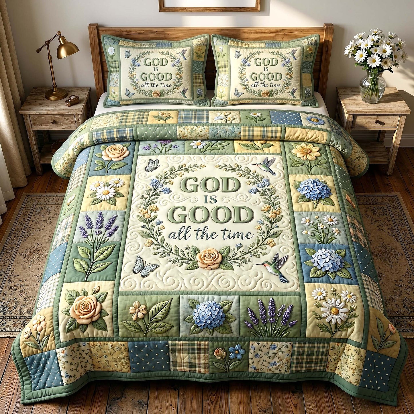 Grace In Bloom 3-Piece Quilted Bedding Set GFTOTP19550