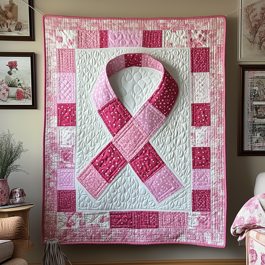 Breast Cancer Ribbon Quilted Blanket GFTOTP1956