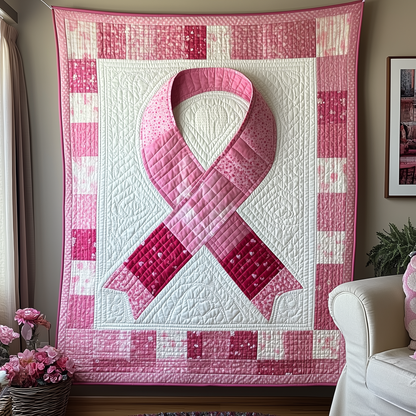 Breast Cancer Ribbon Quilted Blanket GFTOTP1957