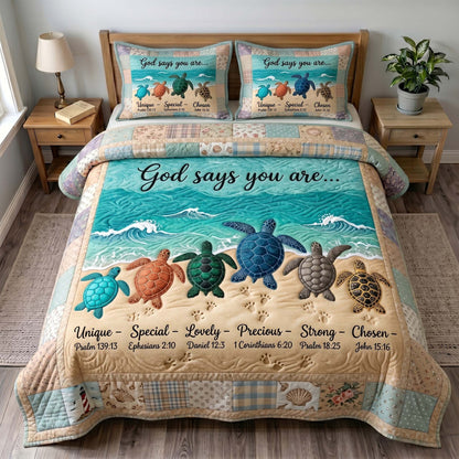 Turtle Grace 3-Piece Quilted Bedding Set GFTOTP19601