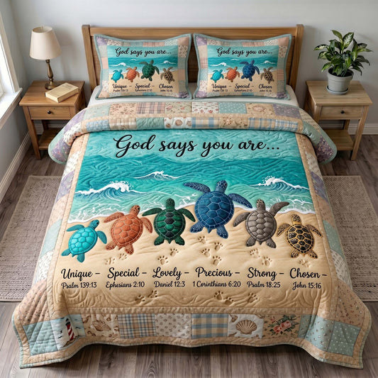 Turtle Grace 3-Piece Quilted Bedding Set GFTOTP19601