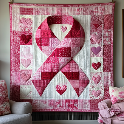 Breast Cancer Ribbon Quilted Blanket GFTOTP1960