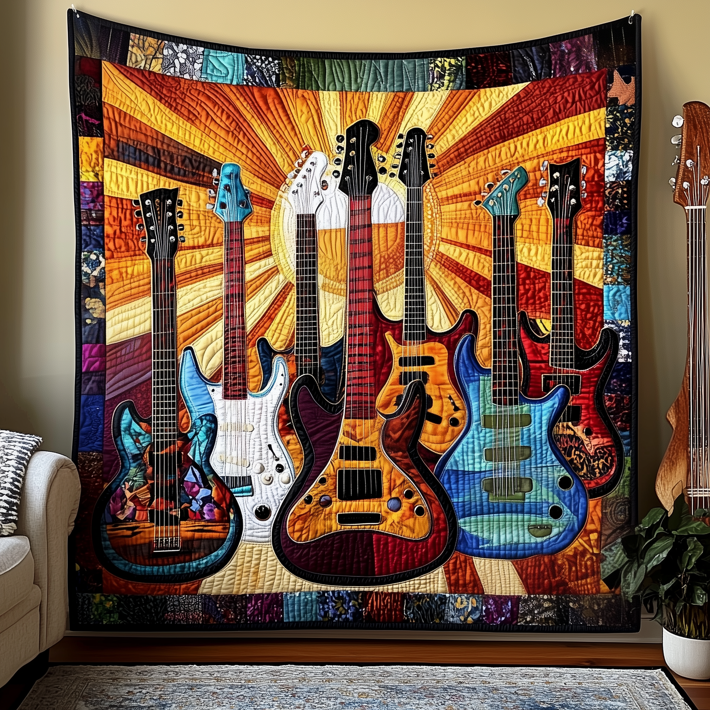 Sunshine Electric Guitar Quilted Blanket GFTOTP1964