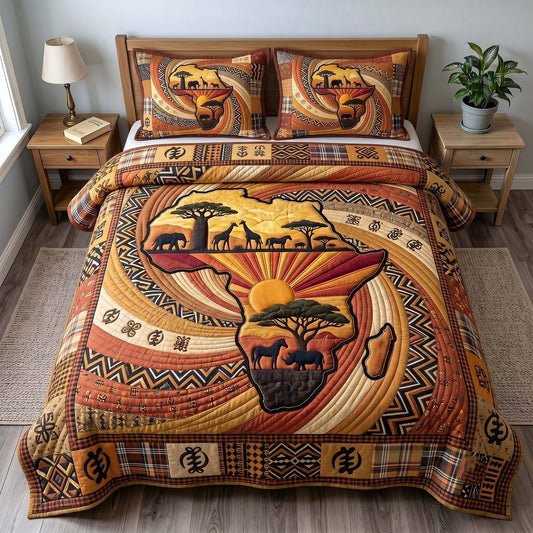 African Roots 3-Piece Quilted Bedding Set GFTOTP19669