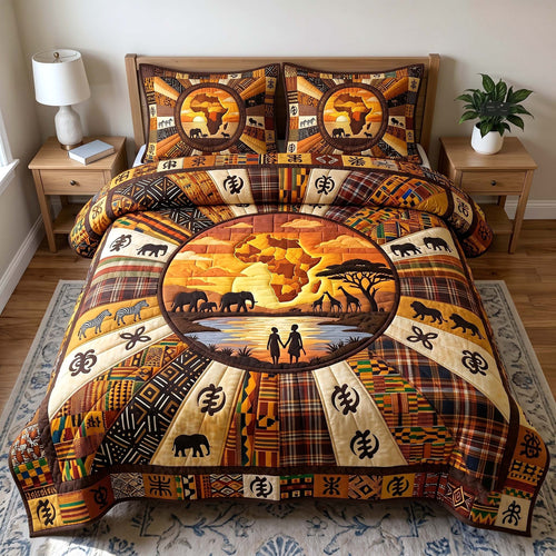 African Roots 3-Piece Quilted Bedding Set GFTOTP19670