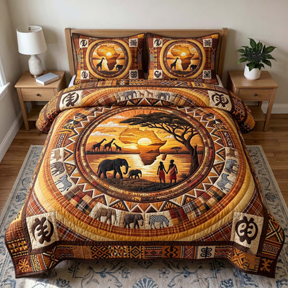 African Roots 3-Piece Quilted Bedding Set GFTOTP19672