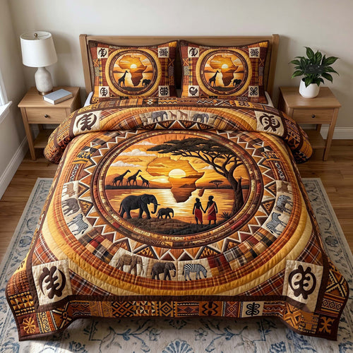 African Roots 3-Piece Quilted Bedding Set GFTOTP19672