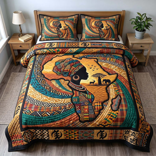 African Roots 3-Piece Quilted Bedding Set GFTOTP19673