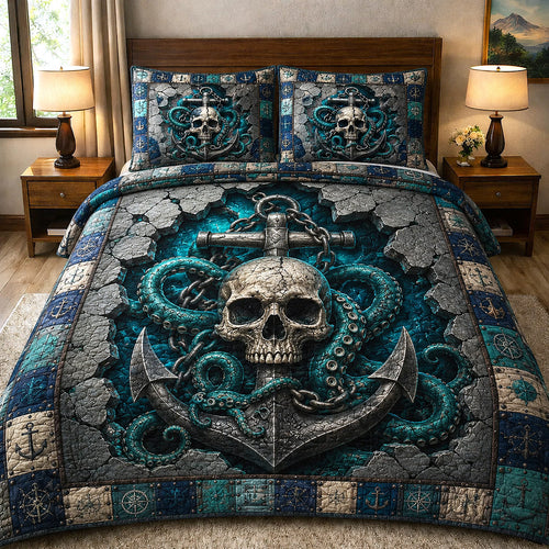 Kraken Anchor 3-Piece Quilted Bedding Set GFTOTP19680