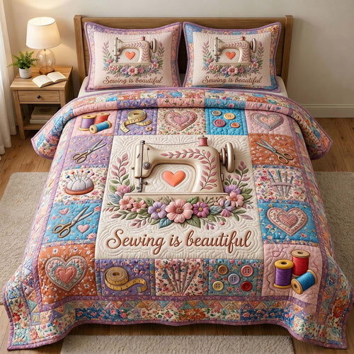 Petal Stitchery 3-Piece Quilted Bedding Set GFTOTP19687