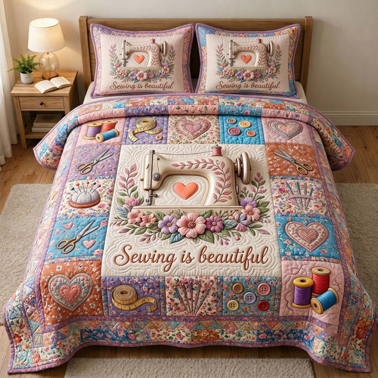 Petal Stitchery 3-Piece Quilted Bedding Set GFTOTP19687