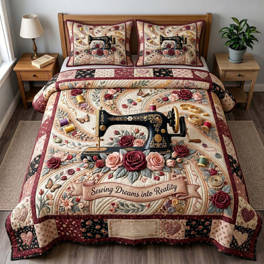 Petal Stitchery 3-Piece Quilted Bedding Set GFTOTP19692