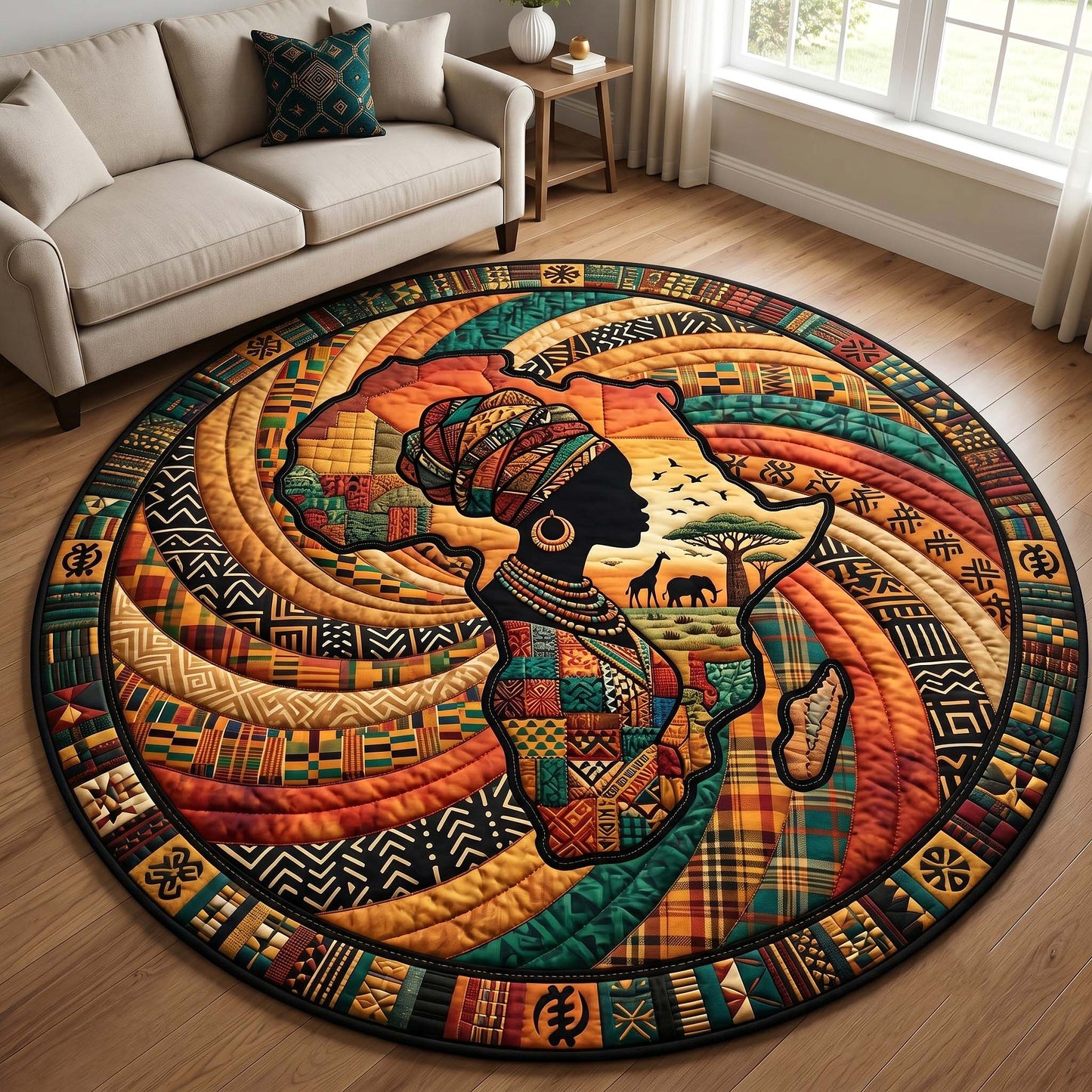 African Roots Quilted Round Mat GFTOTP19695