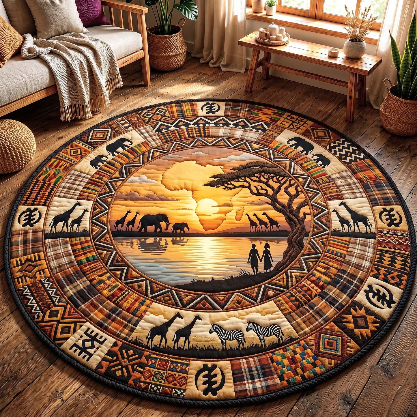African Roots Quilted Round Mat GFTOTP19698