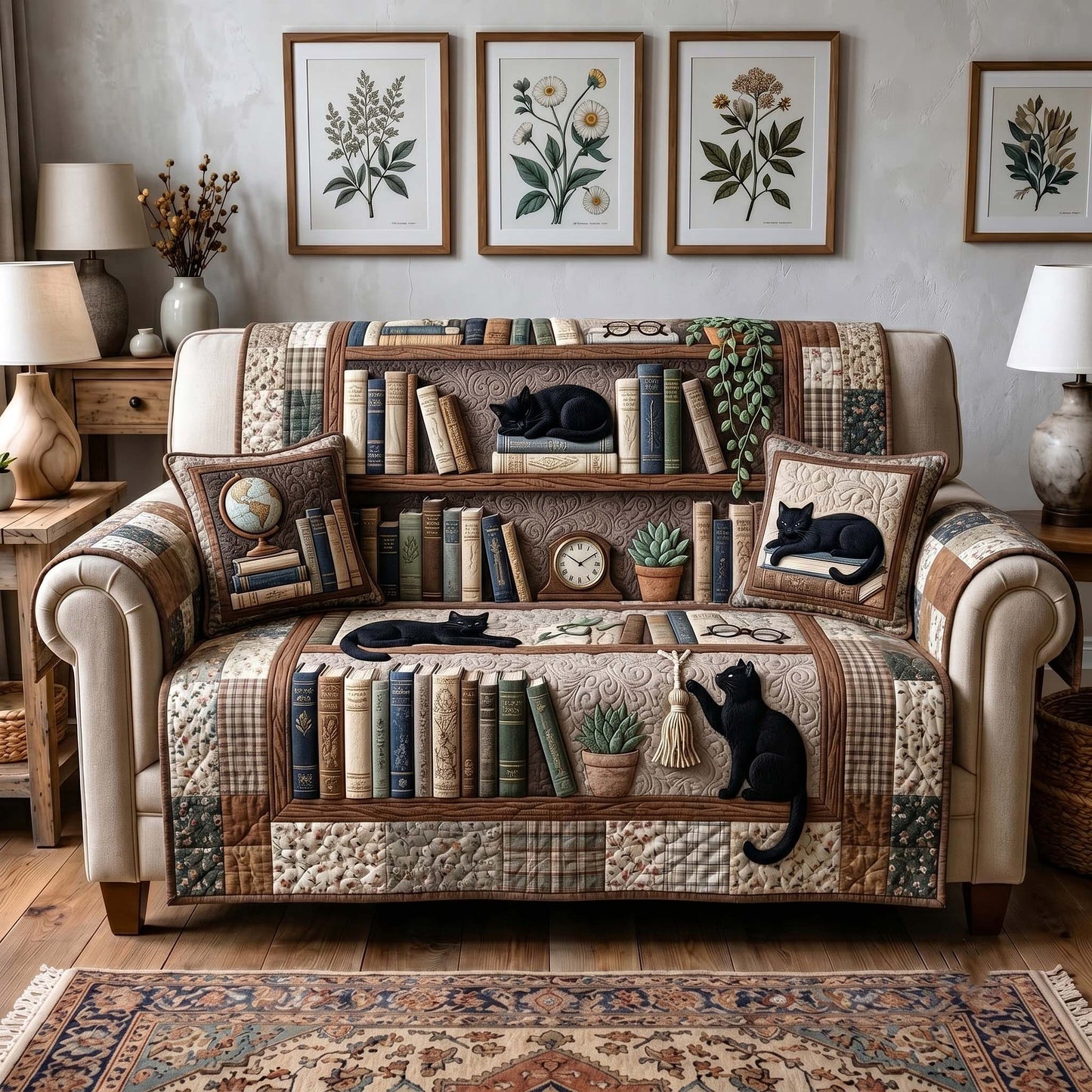 Library Whiskers Quilted Sofa Cover GFTOTP19699
