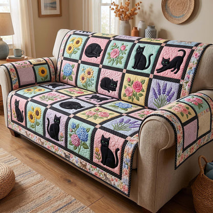 Black Cat Sweetheart Quilted Sofa Cover GFTOTP19701