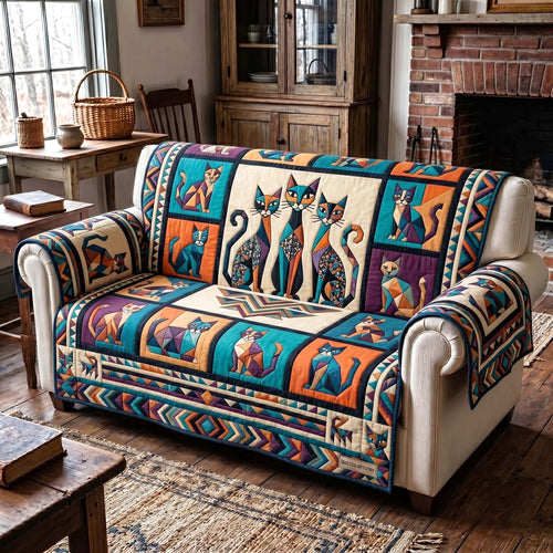 Feline Charm Quilted Sofa Cover GFTOTP19702